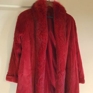 Mink Coat - Red dyed mink with dyed fox